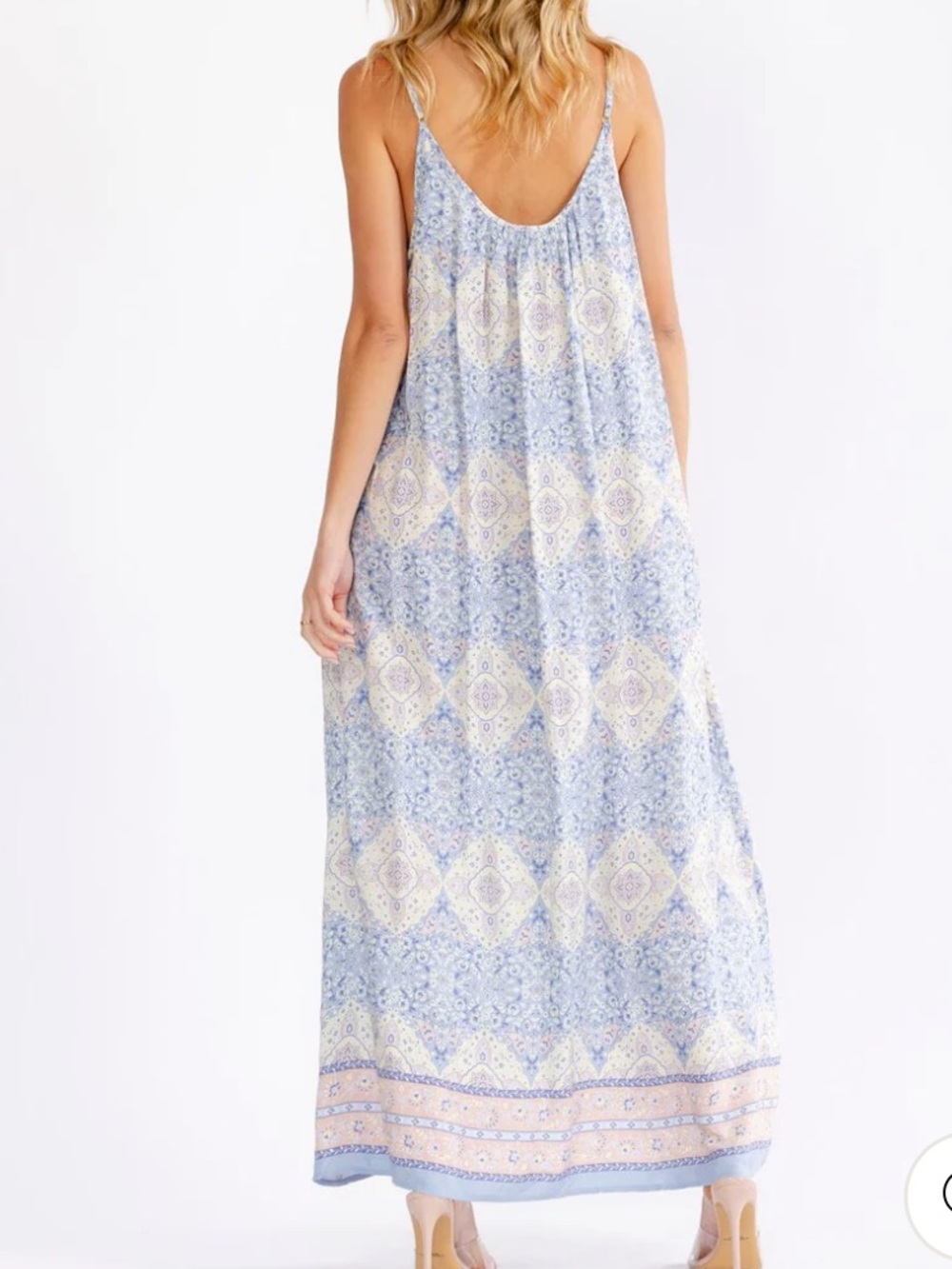 Boho NWT Summer Spell Blue Paisley Maxi Dress size S-M-L - Picture 3 of 4